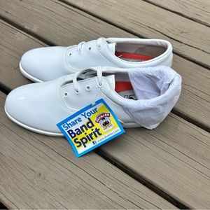 Marching Band Dinkles White Patent Unisex Drumline Lace Up Shoes M 8.5 / W 10.5